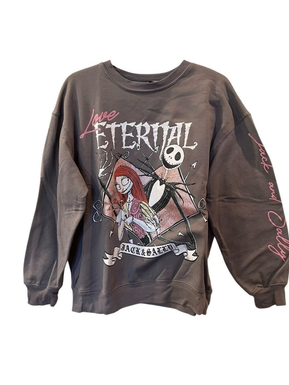 Disney Nightmare Before Christmas "Love Eternal" L/S Grey Sweatshirt Medium 8-10